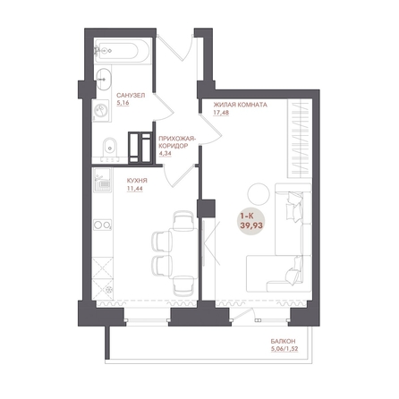 
  Продается 1-комн. квартира 39.93 м², в ЖК Звезда. Фото 1.
