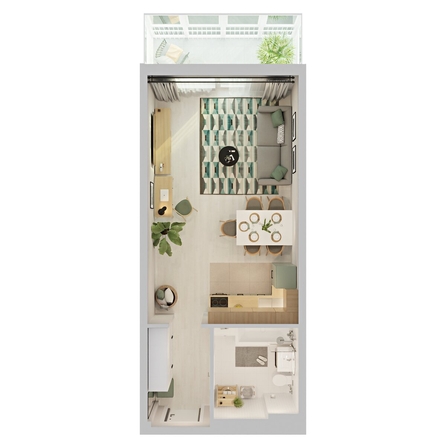 
  Продается студия 36.17 м², в ЖК Аллея Парк, 3 этап. Фото 1.