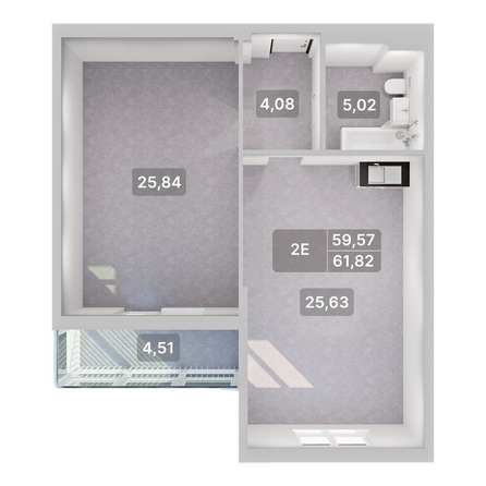 
  Продается 2-комн. квартира 61.82 м², в ЖК Аллея Парк, 3 этап. Фото 4.