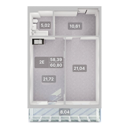 
  Продается 2-комн. квартира 60.8 м², в ЖК Аллея Парк, 3 этап. Фото 2.