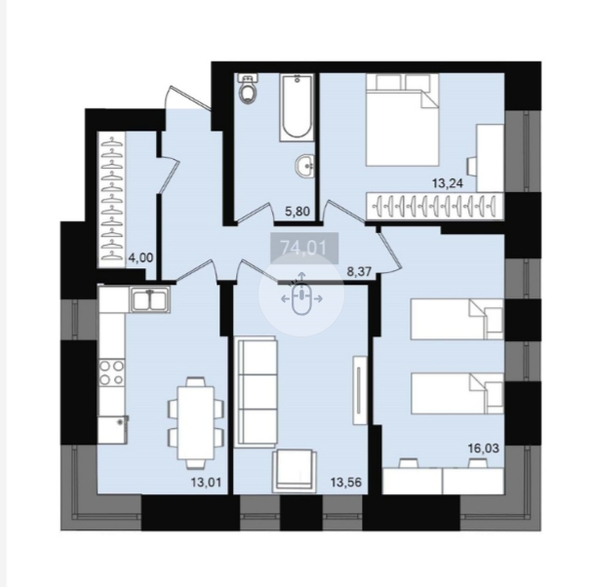 
  Продается 3-комн. квартира 75.3 м², в ЖК Сказочный. Фото 1.