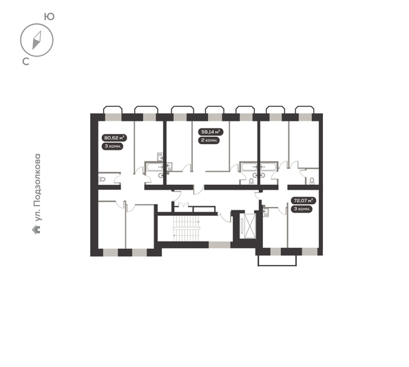 
  Продается 3-комн. квартира 80.62 м², в ЖК ДАО, дом 2. Фото 4.