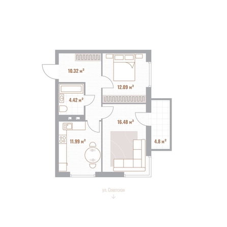 
  Продается 2-комн. квартира 56.7 м², в ЖК Николаевские кварталы. Фото 1.
