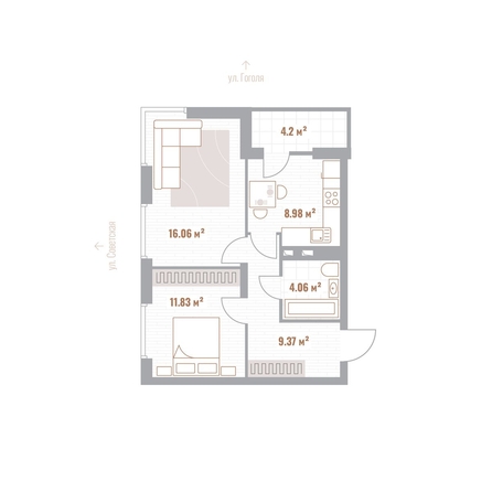 
  Продается 2-комн. квартира 52.4 м², в ЖК Николаевские кварталы. Фото 1.