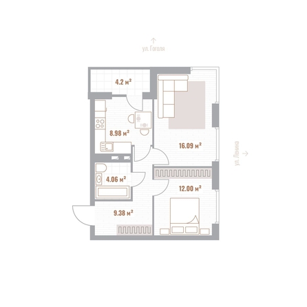 
  Продается 2-комн. квартира 52.61 м², в ЖК Николаевские кварталы. Фото 1.
