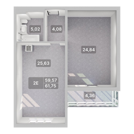 
  Продается 2-комн. квартира 61.75 м², в ЖК Аллея Парк, 2 этап. Фото 2.