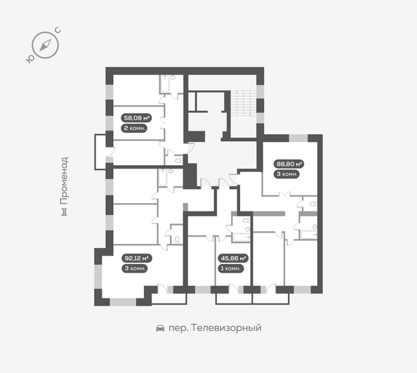 
  Продается 2-комн. квартира 58.08 м², в ЖК ОКТА, дом 2. Фото 5.