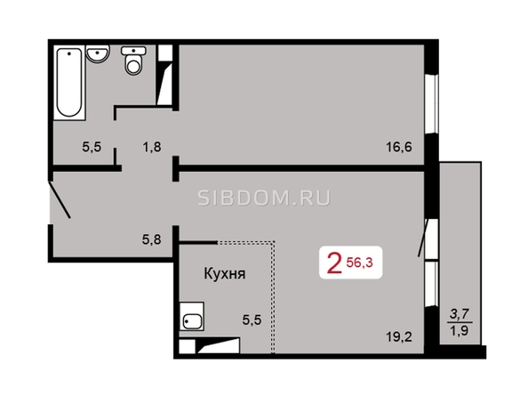 
  Продается 2-комн. квартира 56.3 м², в ЖК Мичурино, дом 2 стр 1. Фото 1.