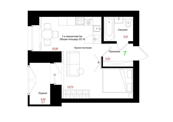 
  Продается студия 32.84 м², в ЖК Соцветие, дом 5.4. Фото 3.