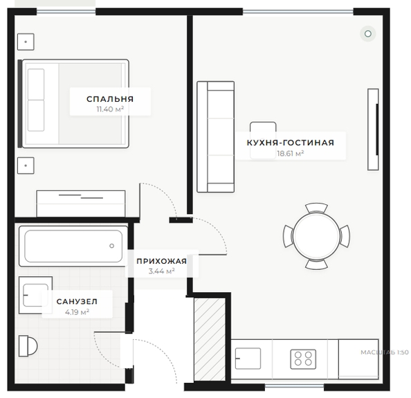
  Продается 2-комн. квартира 36.03 м², в ЖК Премьер парк. Фото 2.