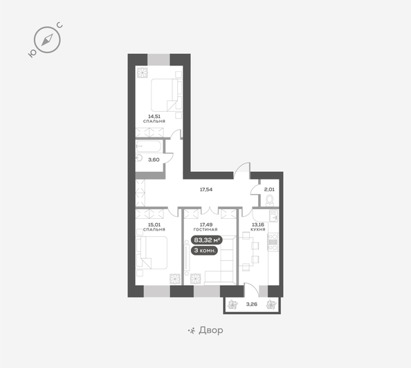 
  Продается 3-комн. квартира 83.32 м², в ЖК ОКТА, дом 2. Фото 6.