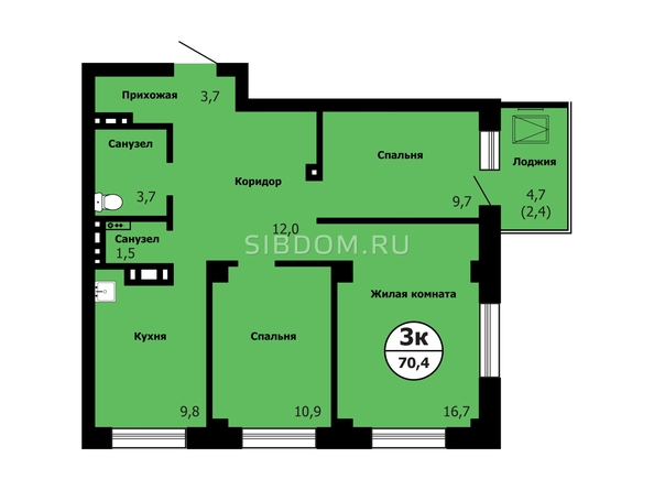 
  Продается 3-комн. квартира 70.4 м², в ЖК Серебряный, дом 1 корпус 3. Фото 1.