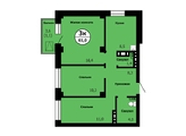 
  Продается 3-комн. квартира 62.3 м², в ЖК Серебряный, дом 1 корпус 3. Фото 1.
