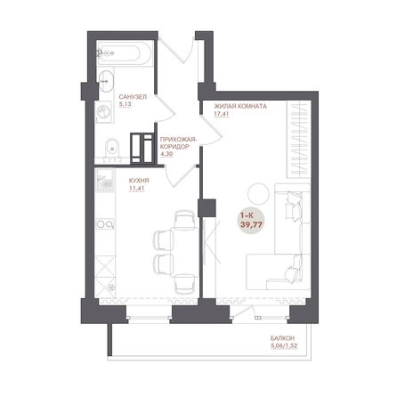 
  Продается 1-комн. квартира 39.77 м², в ЖК Звезда. Фото 1.