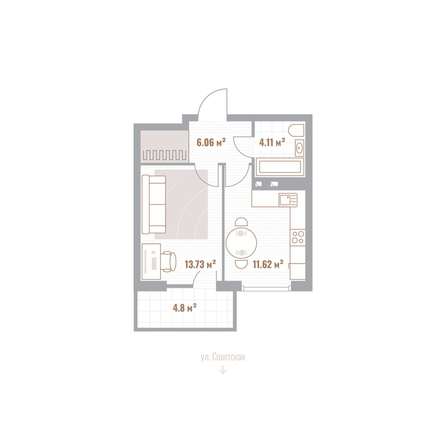 
  Продается 1-комн. квартира 36.92 м², в  Николаевские кварталы, Воскресенский. Фото 1.