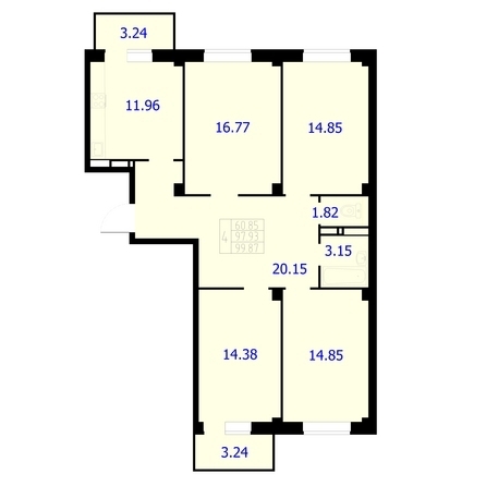 
  Продается 4-комн. квартира 99.87 м². Фото 3.