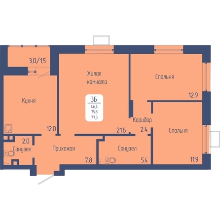 
  Продается 3-комн. квартира 77.3 м², в ЖК Универс, 3 квартал. Фото 1.