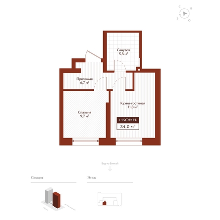 
  Продается студия 34.6 м², в ЖК Дом на Ульяновском. Фото 1.