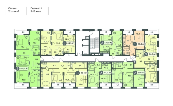 
  Продается 2-комн. квартира 39.6 м², в ЖК Три Клёна, дом 1. Фото 2.