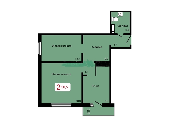 
  Продается 2-комн. квартира 58.5 м², в ЖК Мичурино, дом 2 стр 7. Фото 1.