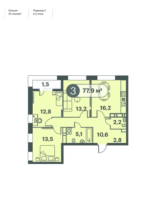 
  Продается 3-комн. квартира 77.9 м², в ЖК Три Клёна, дом 1. Фото 1.