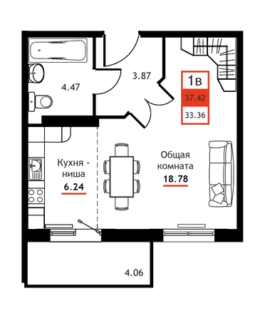 
  Продается 1-комн. квартира 37.04 м², в ЖК Академик. Фото 1.