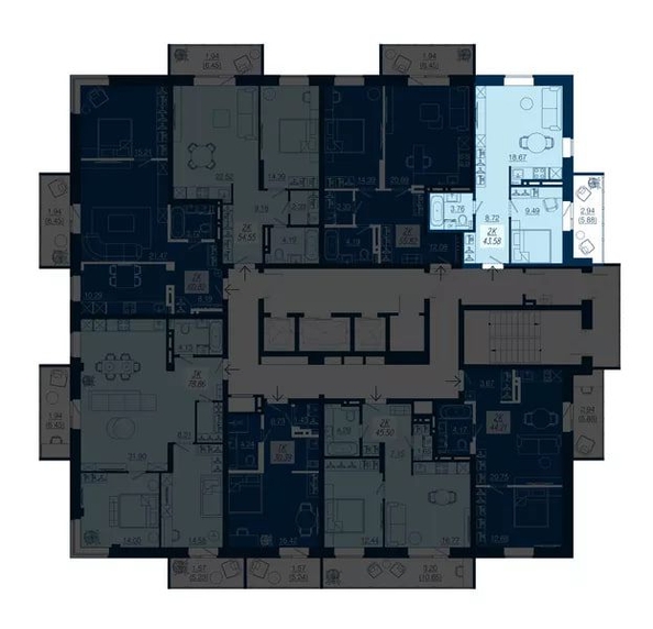 
  Продается 2-комн. квартира 43.58 м², в ЖК АЭРО, дом 4. Фото 1.