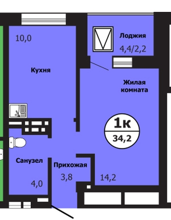 
  Продается 1-комн. квартира 33.2 м², в ЖК Тихие зори, дом Гранит корпус 1. Фото 2.