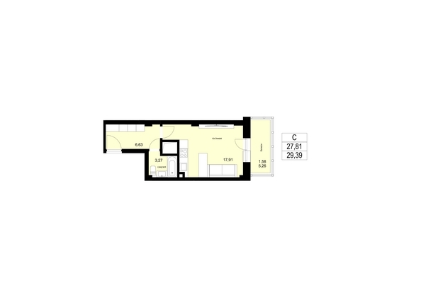 
  Продается студия 29.39 м². Фото 1.