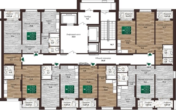 
   Продам 2-комнатную, 63.4 м², Шервуд, (Нагорная 6-я, 15в корп 1)

. Фото 1.