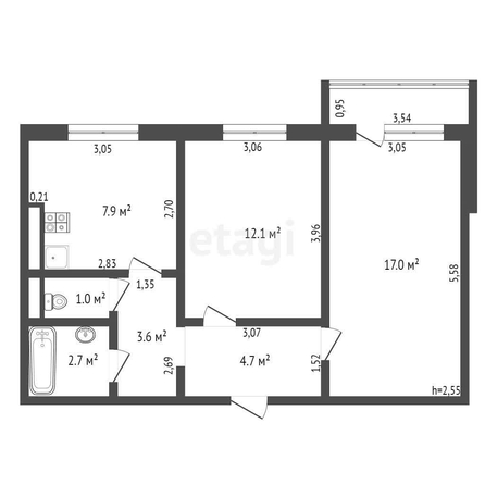 
   Продам 2-комнатную, 49 м², Павловский тракт, 225

. Фото 1.