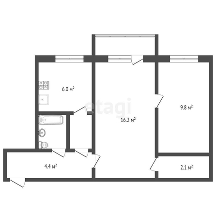 
   Продам 2-комнатную, 44.5 м², Молодежная ул, 39

. Фото 1.