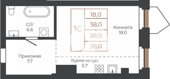 
   Продам студию, 38 м², им В.Н.Баварина пл, 8

. Фото 4.