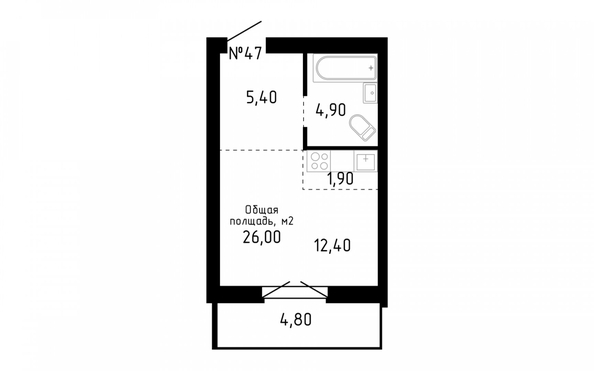 
   Продам студию, 26 м², Smart (Смарт)

. Фото 1.