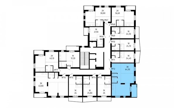 
   Продам 3-комнатную, 64.5 м², Smart (Смарт)

. Фото 2.