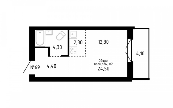 
   Продам студию, 24.5 м², Smart (Смарт)

. Фото 2.