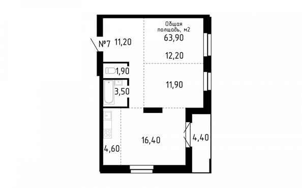 
   Продам 3-комнатную, 63.9 м², Smart (Смарт)

. Фото 1.