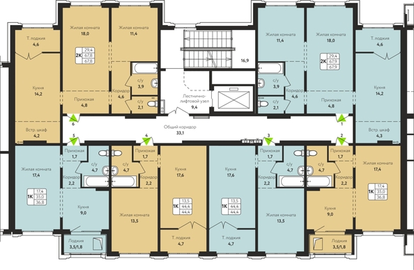 
   Продам 2-комнатную, 67.8 м², Солнечная Поляна ул, 69

. Фото 1.