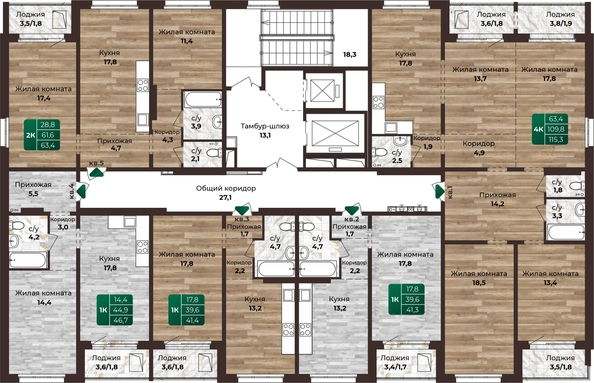 
   Продам 2-комнатную, 63.4 м², Шервуд, (Нагорная 6-я, 15в корп 2)

. Фото 1.