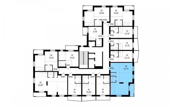 
   Продам 3-комнатную, 63.7 м², Smart (Смарт)

. Фото 9.