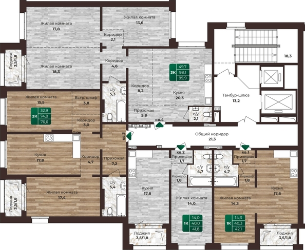 
  Продается 1-комн. квартира, 42.1 м², ЖК Шервуд, (Нагорная 6-я, 15в корп 1)
. Фото 1.