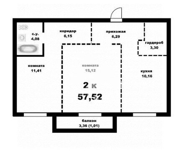 
  Продается 2-комн. квартира, 57.52 м², Гоголя ул, д. 52
. Фото 4.