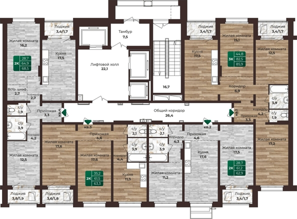 
  Продается 2-комн. квартира, 68.5 м², ЖК Шервуд, (Нагорная 6-я, 15в корп 1)
. Фото 1.