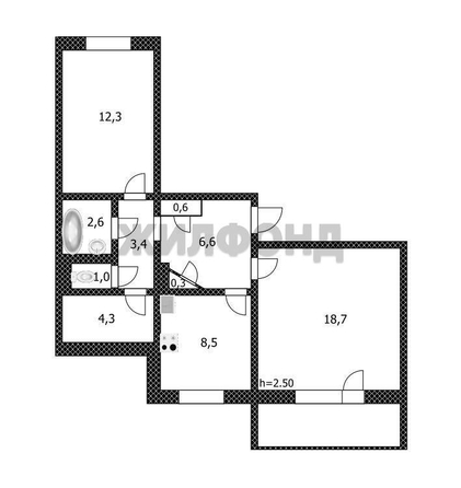 
  Продается 2-комн. квартира, 58.2 м², Сиреневая ул, д. 1
. Фото 5.