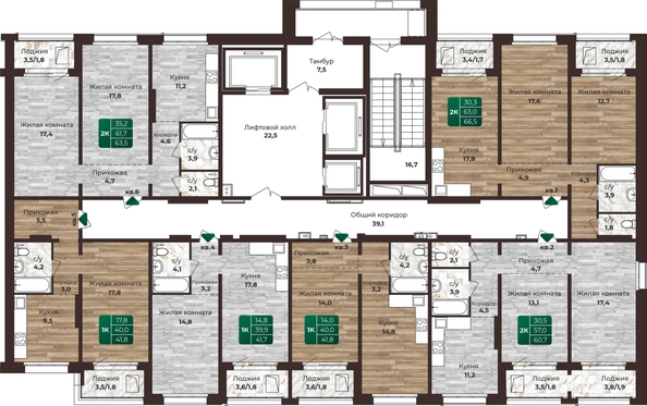 
  Продается 2-комн. квартира, 63.5 м², ЖК Шервуд, (Нагорная 6-я, 15в корп 1)
. Фото 1.