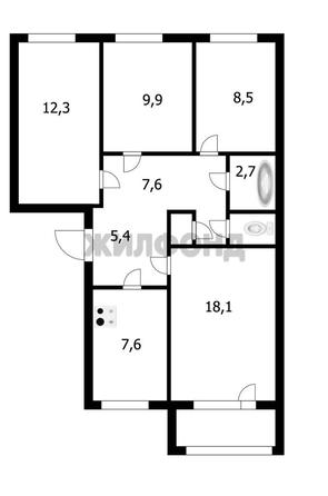 
  Продается 4-комн. квартира, 74 м², Космонавтов ул
. Фото 33.