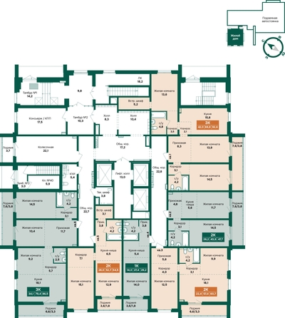 
  Продается 3-комн. квартира 92.6 м², в ЖК Камчатка, корпус 6/1. Фото 1.