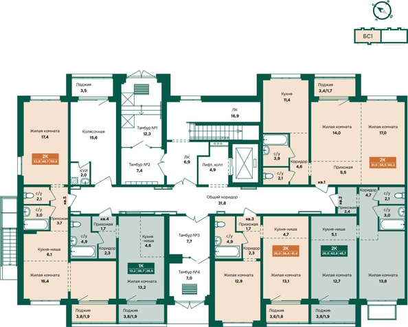 
  Продается 2-комн. квартира 60.2 м², в ЖК Камчатка, корпус 6/2. Фото 1.