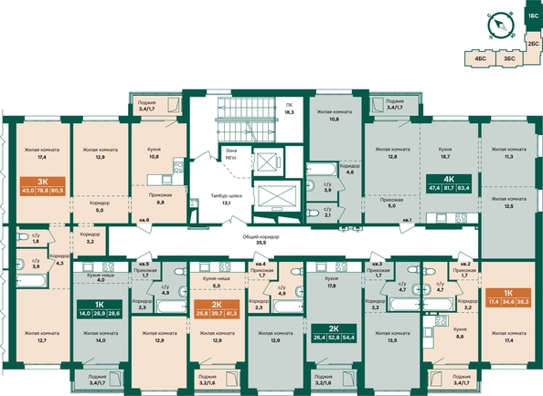 
  Продается 4-комн. квартира 83.4 м², в ЖК Камчатка, корпус 4. Фото 1.
