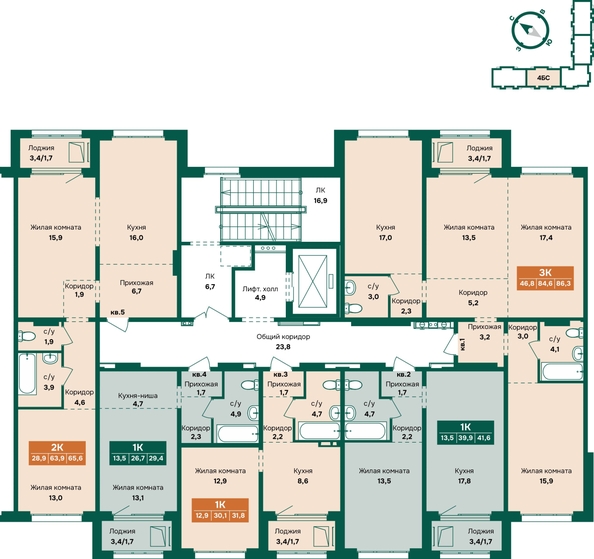 
  Продается 1-комн. квартира 28.4 м², в ЖК Камчатка, корпус 6/3. Фото 1.